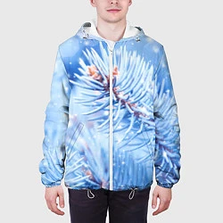 Куртка с капюшоном мужская Снежные иголки, цвет: 3D-белый — фото 2