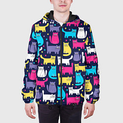 Куртка с капюшоном мужская Котятки, цвет: 3D-черный — фото 2