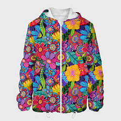 Куртка с капюшоном мужская Яркие цветы, цвет: 3D-белый