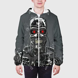 Куртка с капюшоном мужская Скелет Терминатора, цвет: 3D-белый — фото 2