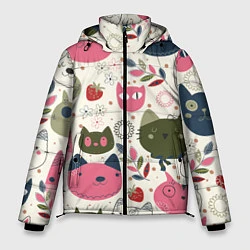 Куртка зимняя мужская Радостные котики, цвет: 3D-светло-серый