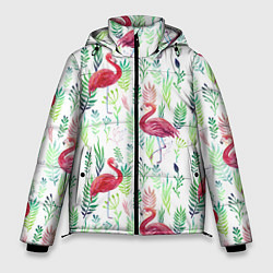 Куртка зимняя мужская Цветы и бабочки 2, цвет: 3D-черный