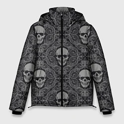 Куртка зимняя мужская Ажурные черепа, цвет: 3D-черный