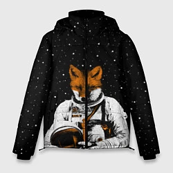 Куртка зимняя мужская Лис космонавт, цвет: 3D-черный