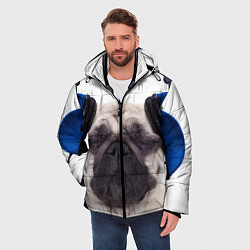 Куртка зимняя мужская Мопс в наушниках, цвет: 3D-черный — фото 2