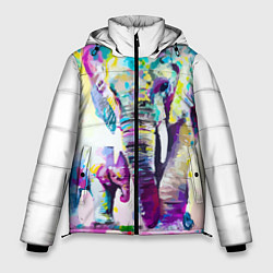 Куртка зимняя мужская Акварельные слоны, цвет: 3D-светло-серый