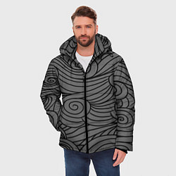 Куртка зимняя мужская Gray pattern, цвет: 3D-черный — фото 2