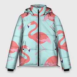 Куртка зимняя мужская Розовые фламинго, цвет: 3D-красный