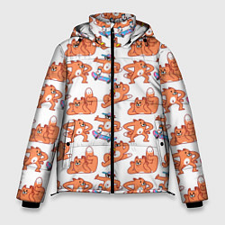 Куртка зимняя мужская Стикеры с лисом, цвет: 3D-черный