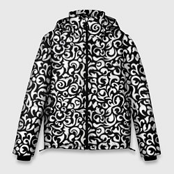 Куртка зимняя мужская Винтажные листья, цвет: 3D-черный