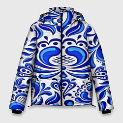 Куртка зимняя мужская Роспись гжель, цвет: 3D-черный