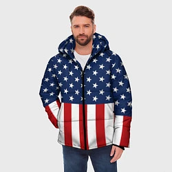 Куртка зимняя мужская Флаг США, цвет: 3D-черный — фото 2