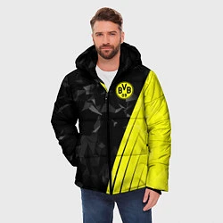 Куртка зимняя мужская FC Borussia Dortmund: Abstract, цвет: 3D-черный — фото 2