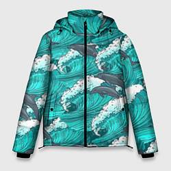 Куртка зимняя мужская Лазурные дельфины, цвет: 3D-светло-серый