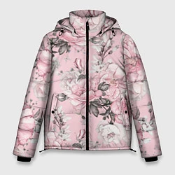 Куртка зимняя мужская Розовые розы, цвет: 3D-черный