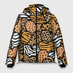 Куртка зимняя мужская Сердца из шкур африканских животных, цвет: 3D-черный