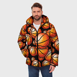 Куртка зимняя мужская Баскетбольные яркие мячи, цвет: 3D-черный — фото 2