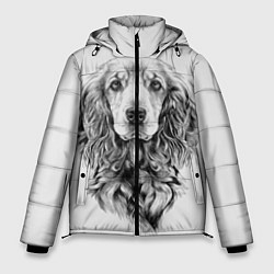 Куртка зимняя мужская Кокер спаниель, цвет: 3D-черный