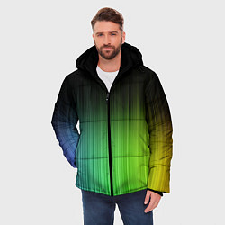 Куртка зимняя мужская Неоновые полосы - Минимализм, цвет: 3D-черный — фото 2
