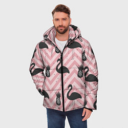 Куртка зимняя мужская Черный фламинго арт, цвет: 3D-светло-серый — фото 2
