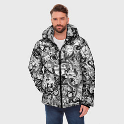 Куртка зимняя мужская Ахегао с щупальцами, цвет: 3D-черный — фото 2