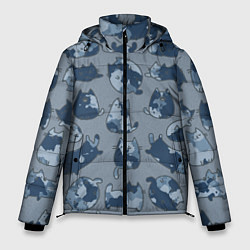 Куртка зимняя мужская Камуфляж с котиками серо-голубой, цвет: 3D-светло-серый