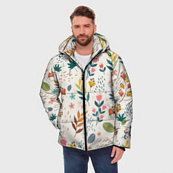 Куртка зимняя мужская Цветочный орнамент, цвет: 3D-черный — фото 2