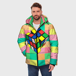 Куртка зимняя мужская Кубик Рубика, цвет: 3D-черный — фото 2