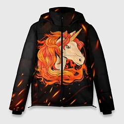 Куртка зимняя мужская Огненный единорог, цвет: 3D-черный