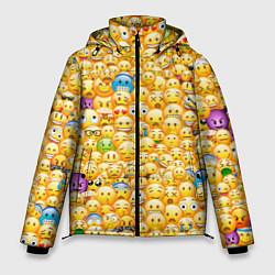 Куртка зимняя мужская Смайлики Emoji, цвет: 3D-черный
