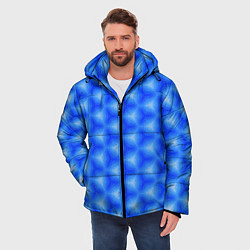 Куртка зимняя мужская Синие соты, цвет: 3D-черный — фото 2