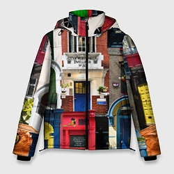 Куртка зимняя мужская London doors цифровой коллаж, цвет: 3D-красный
