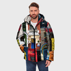 Куртка зимняя мужская London doors цифровой коллаж, цвет: 3D-красный — фото 2