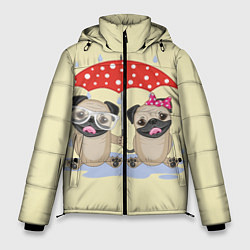 Куртка зимняя мужская Влюбленные мопсы, цвет: 3D-черный