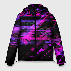 Куртка зимняя мужская Техно абстракция, цвет: 3D-черный