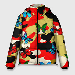 Куртка зимняя мужская Камуфляжные бабочки, цвет: 3D-черный