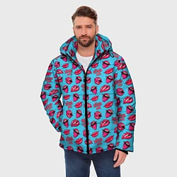 Куртка зимняя мужская Губы Поп-арт, цвет: 3D-черный — фото 2