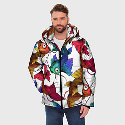 Куртка зимняя мужская Рыбки кои, цвет: 3D-черный — фото 2