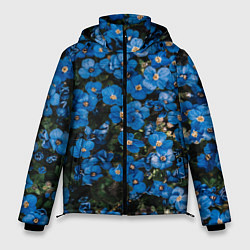Куртка зимняя мужская Поле синих цветов фиалки лето, цвет: 3D-черный