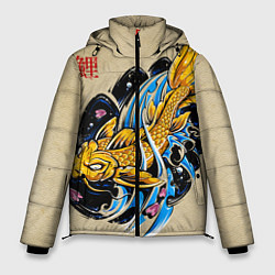 Куртка зимняя мужская Золотая рыба кои, цвет: 3D-черный