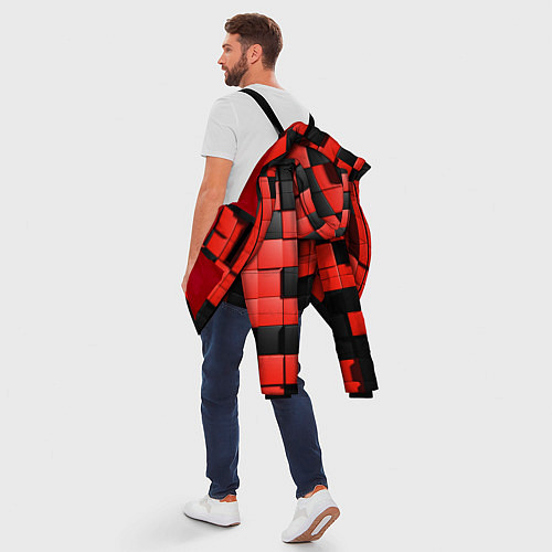 Мужская зимняя куртка КУБИКИ 3D / 3D-Красный – фото 5