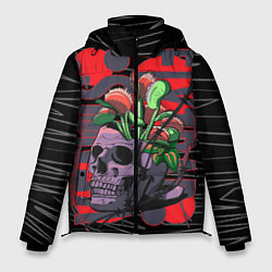 Куртка зимняя мужская Венерина мухоловка в черепе, цвет: 3D-черный