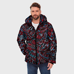 Куртка зимняя мужская Абстракция Неони, цвет: 3D-красный — фото 2