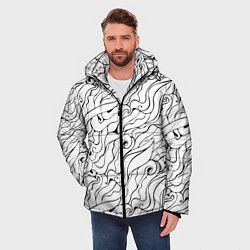 Куртка зимняя мужская Черно-белые узоры, цвет: 3D-светло-серый — фото 2