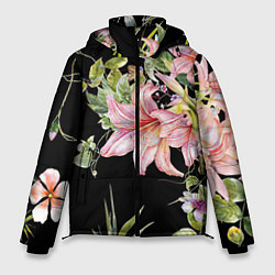 Куртка зимняя мужская Букет лилий, цвет: 3D-черный