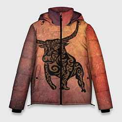 Куртка зимняя мужская Символ года 2021 Бык, цвет: 3D-черный