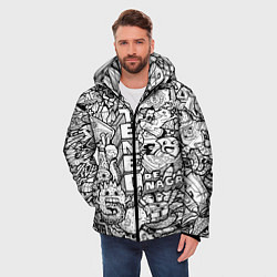 Куртка зимняя мужская Doodle граффити, цвет: 3D-черный — фото 2
