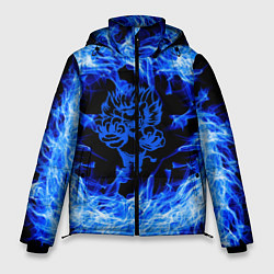 Куртка зимняя мужская Лев в синем пламени, цвет: 3D-красный