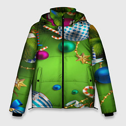Куртка зимняя мужская Новогодние игрушки!, цвет: 3D-черный