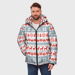 Куртка зимняя мужская Новогодний пиксельный узор, цвет: 3D-черный — фото 2